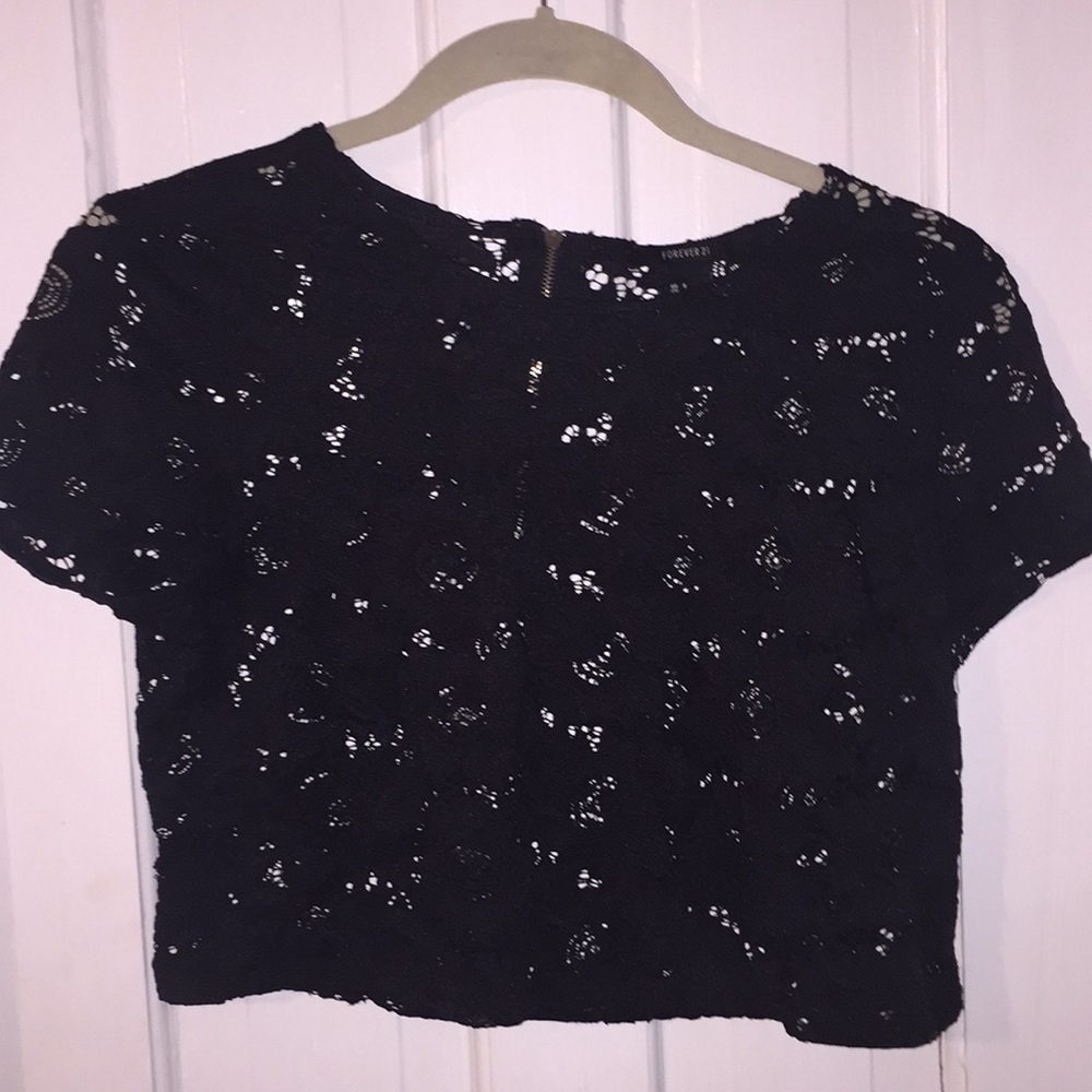Black Floral Lace Crop top